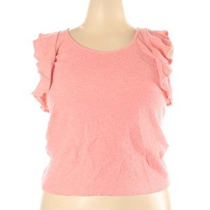 NWT MADEWELL Pink Ruffle-Sleeve Stretch Tank Top